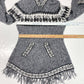 Grupo Brisanti Fuzzy Alpaca Blend Knit Sweater Gray Hooded Soft Fringe *No Size