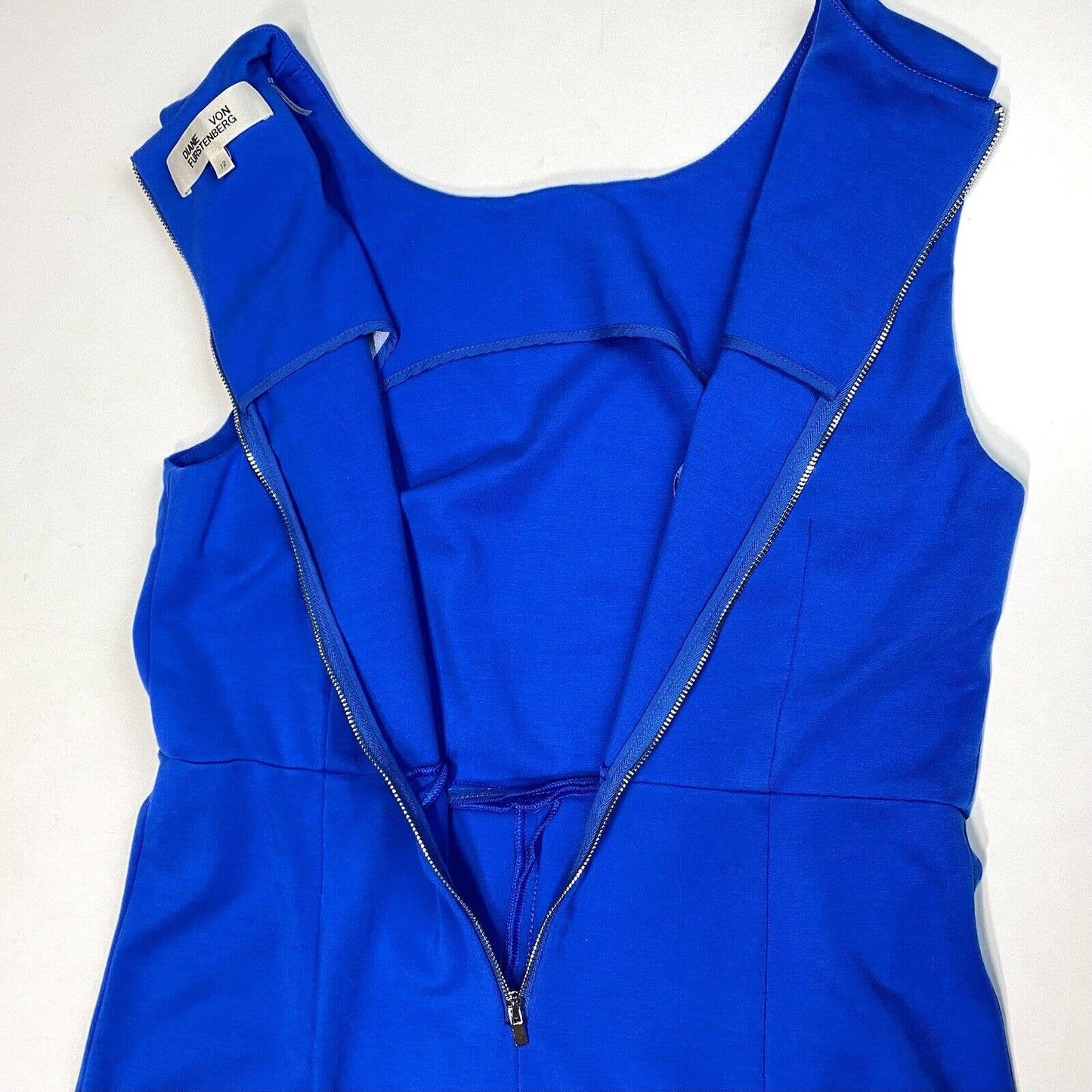 Diane Von Furstenberg Carrie Sheath Dress Sz 12 Womens Blue Stretch Sleeveless