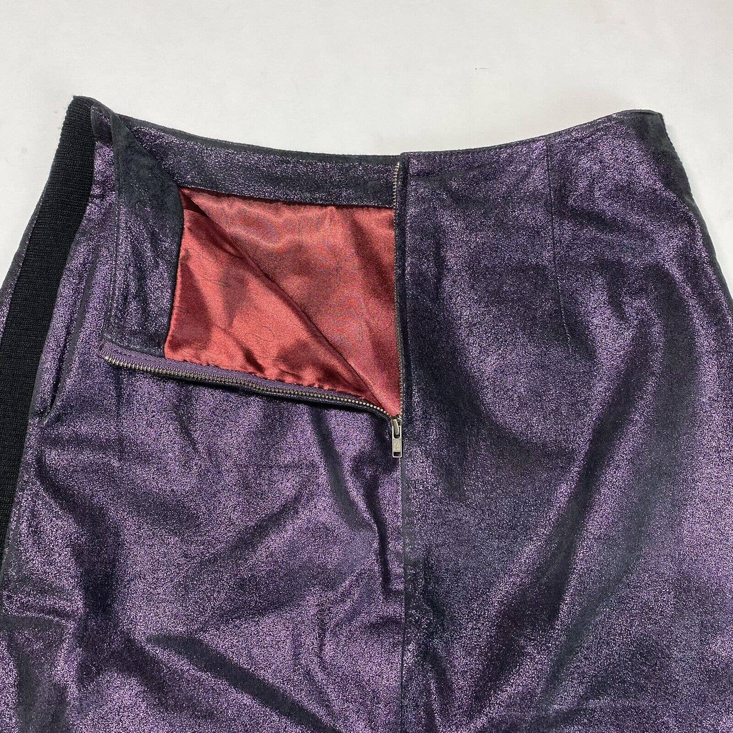 Venus Williams Wilsons Leather Pencil Skirt Sz 6 Purple Shimmer Back Slit Lined