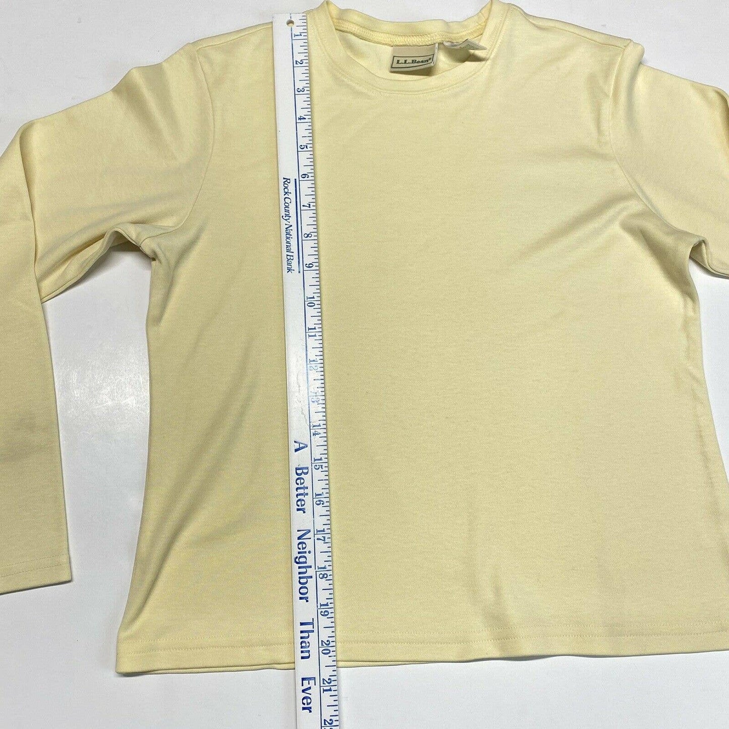 LL Bean Long Sleeve Crewneck Tee Shirt Sz Small Yellow Butter Casual Top EUC