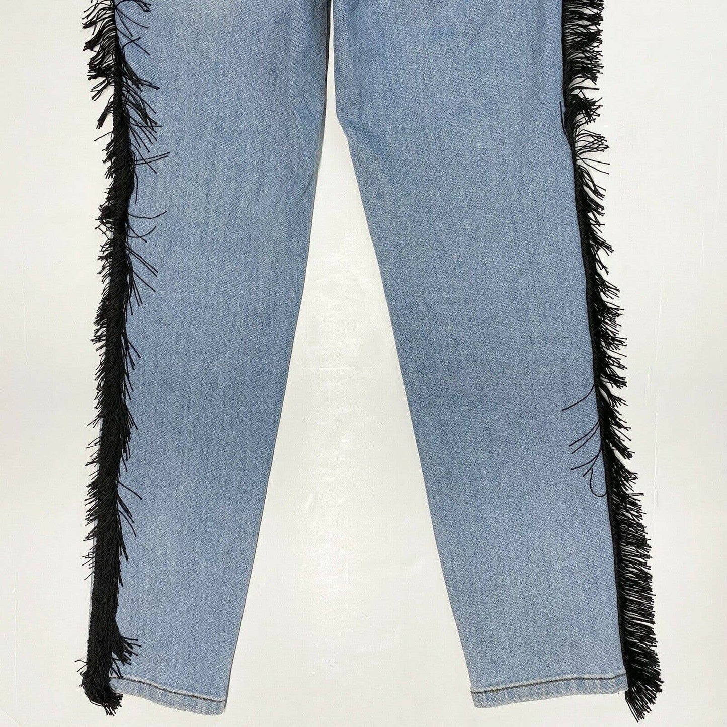 iBlues Perfect Fit Fringe Tapered Leg Sz 2 Stretch Denim Blue Jeans Rodeo *Flaw