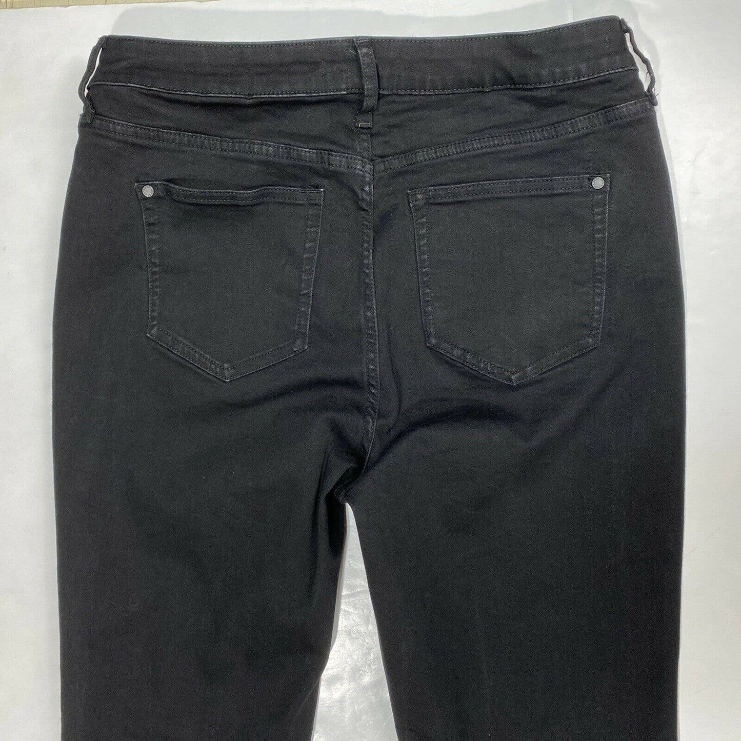 JLO Jennifer Lopez Sculpt Straight Sz 12 Black Stretch Denim Jeans Raw Hems EUC