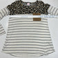 Wanna B Knit Leopard Striped Shirt Sz Medium Ivory/Tan Stretch Long Sleeve Top