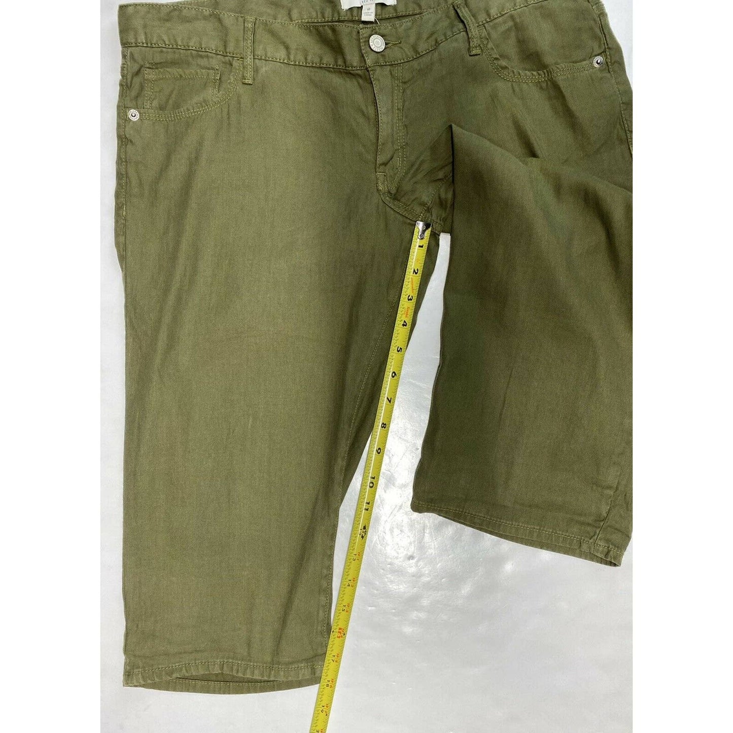 Abercrombie & Fitch Linen Blend Capri Sz 10 Olive Green Pants NEW *Measure Big*