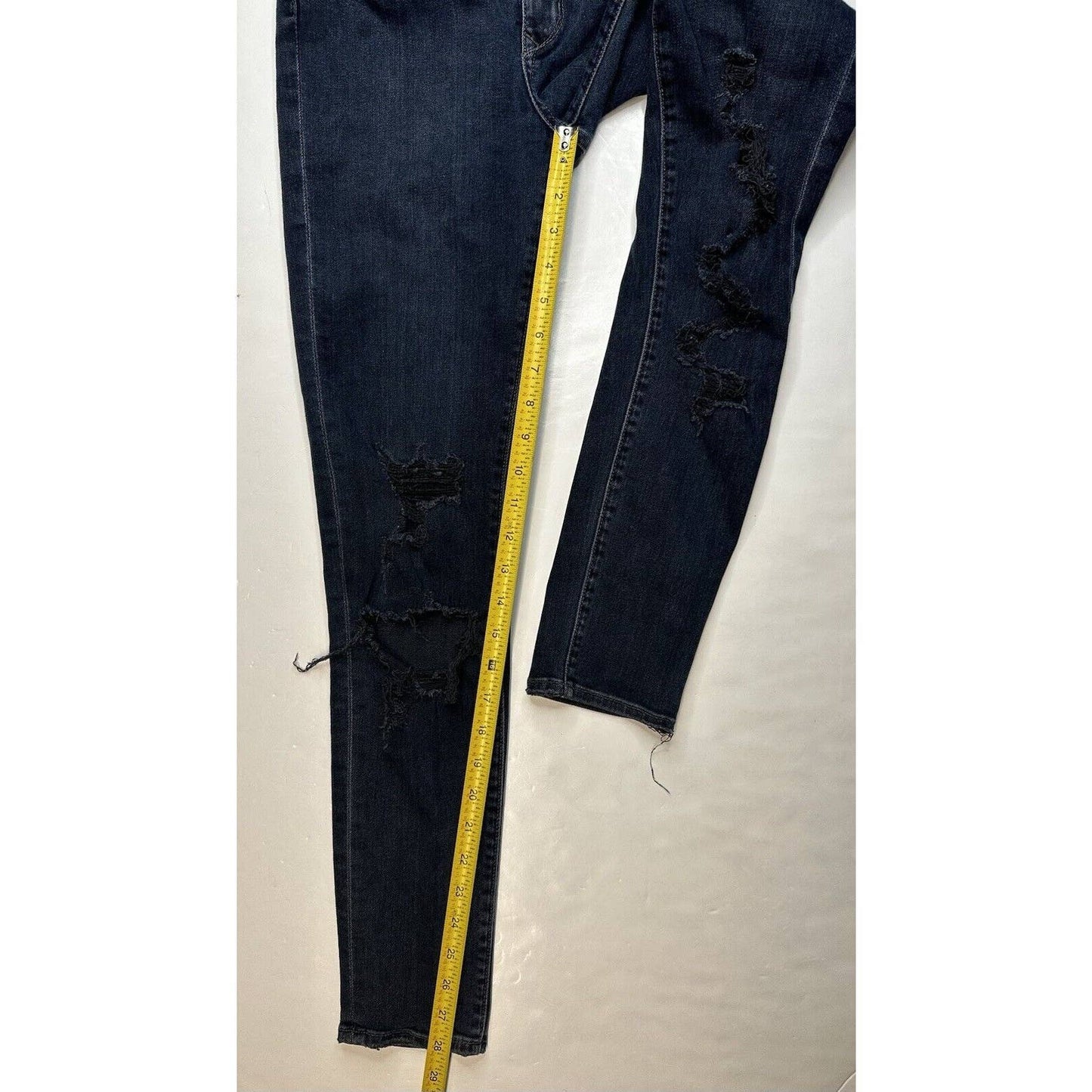 Lovers + Friends Mason Skinny Jeans Sz 26 High Rise Blue Denim Distressed *Flaw