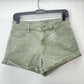 American Eagle Hi-Rise Shortie Sz 8 Super Super Stretch Green Denim Short RawHem