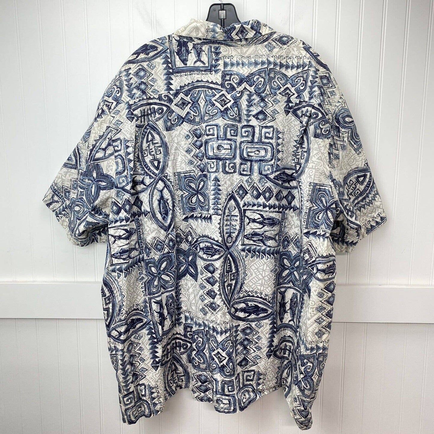 Vintage Barefoot In Paradise Button Up Shirt Mens 5XL Short Sleeve Fish *Hole