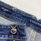 Vigoss Chelsea Cut Off Shorts Sz 7/8 Womens Denim Blue Jean Rhinestones Raw Hems