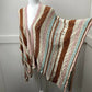 Umgee Open Knit Sweater Poncho Sz Med/Large Pink Blue Brown Boho Cardigan Drape