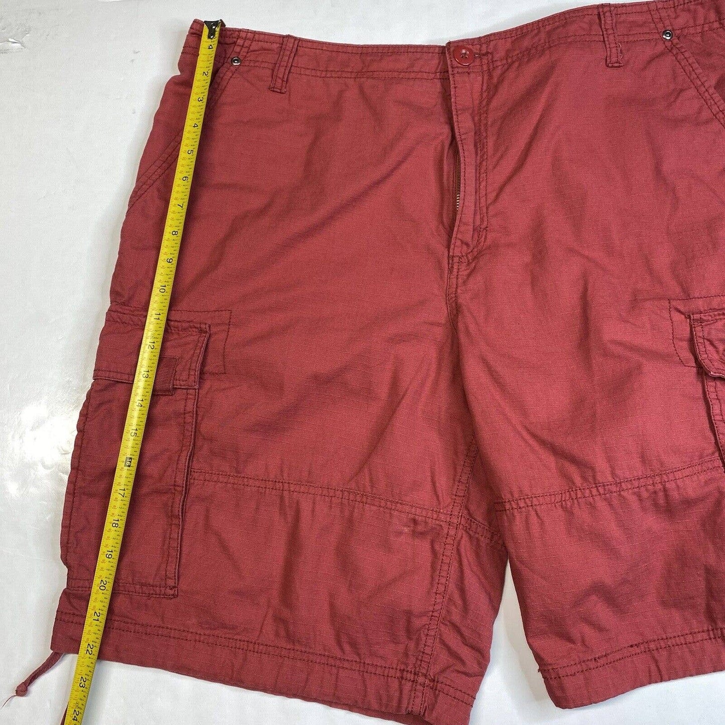 Vintage Ocean Pacific OP Cargo Shorts Mens 40 Red Ripstop Cotton Long Baggy