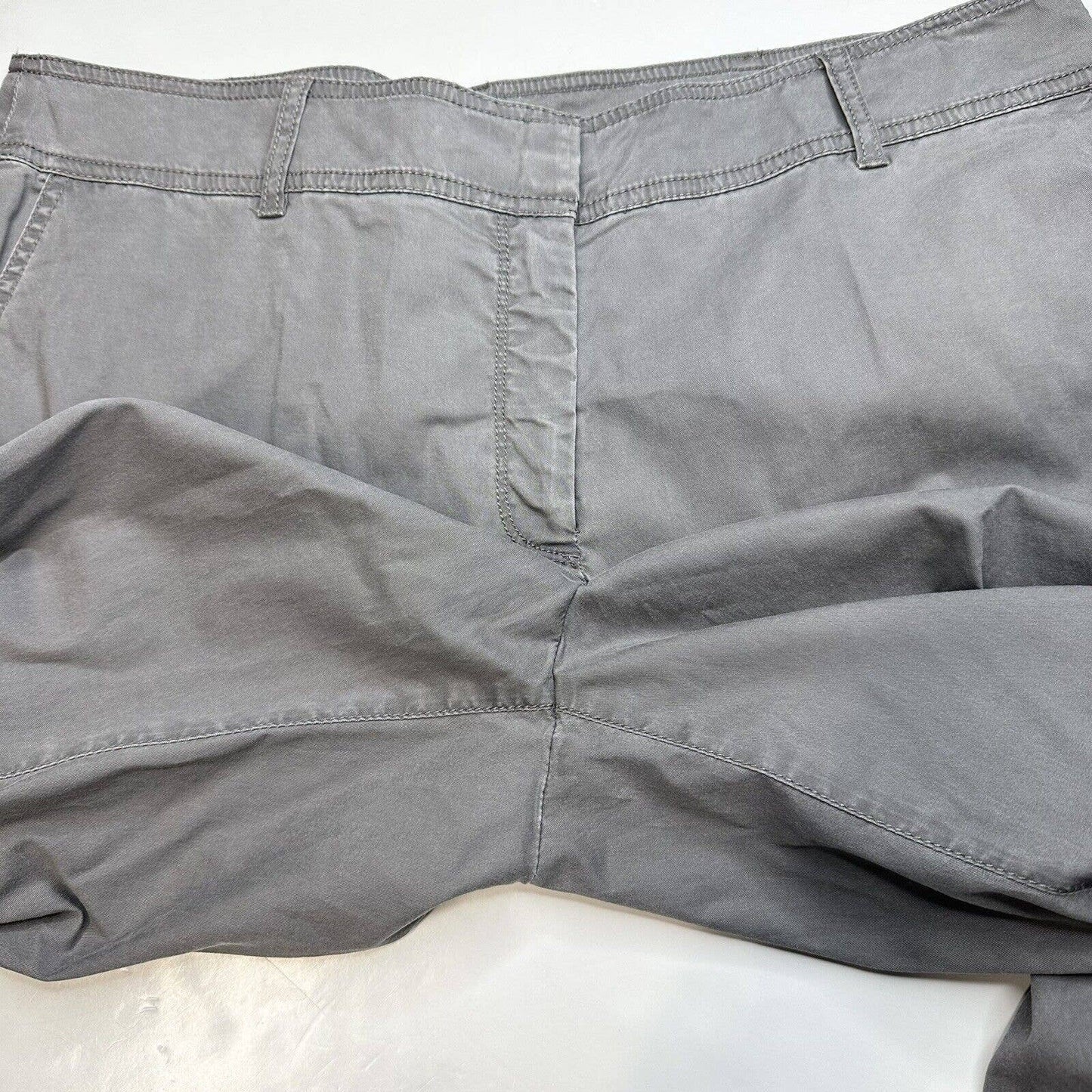 Eileen Fisher Chino Straight Leg Pants Womens 14 Gray Cotton/Lyocell Zipper