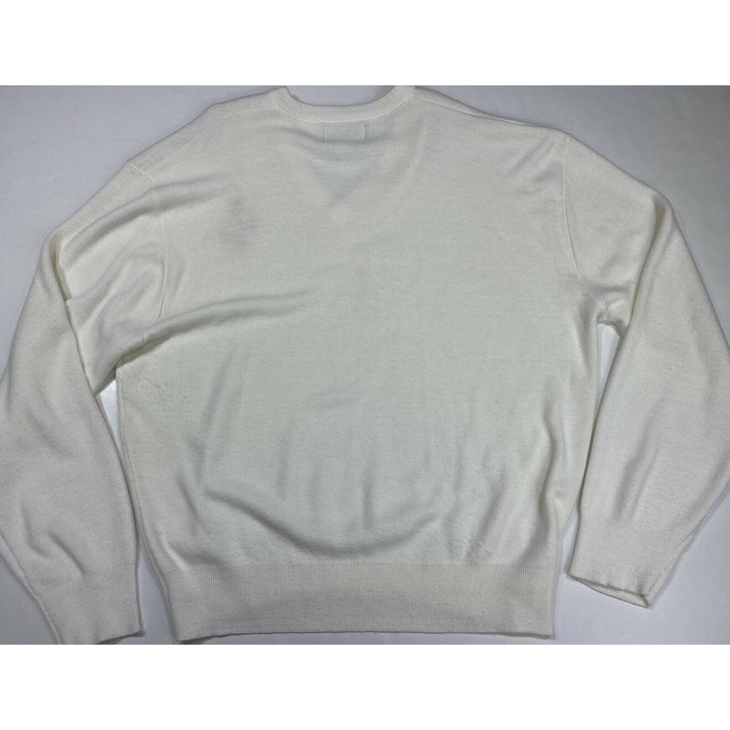 Vintage McBriar Sweater Large Mens White Acrylic Pullover Embroidered JBird USA