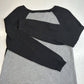 Anatara Two Tone Sweater Sz Large Black Gray Colorblock Long Sleeve High Low Hem