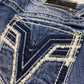 Vigoss Chelsea Cut Off Shorts Sz 7/8 Womens Denim Blue Jean Rhinestones Raw Hems