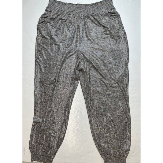 Anthropologie Melora Silver Metallic Jogger Sz Large Pull On Casual Pant Elastic