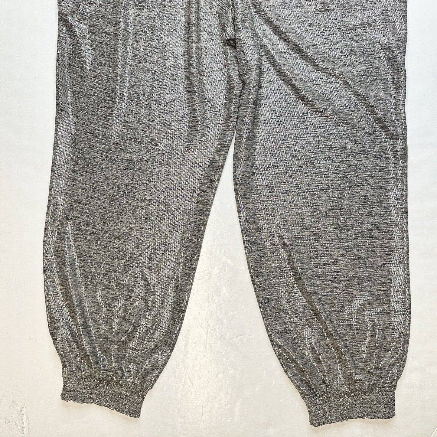 Anthropologie Melora Silver Metallic Jogger Sz Large Pull On Casual Pant Elastic