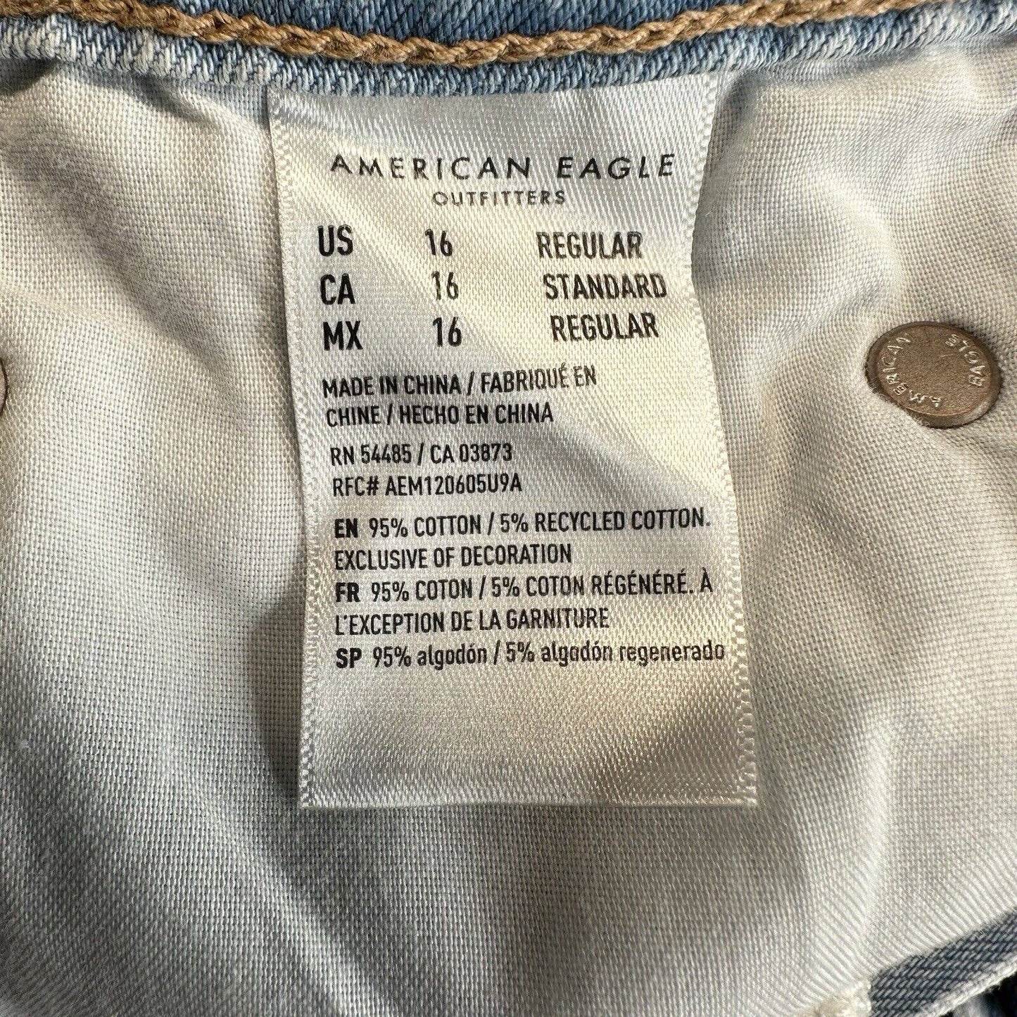 American Eagle Lowrise Baggy Wide Leg Skater Jean 16 Light Denim Distress NEW