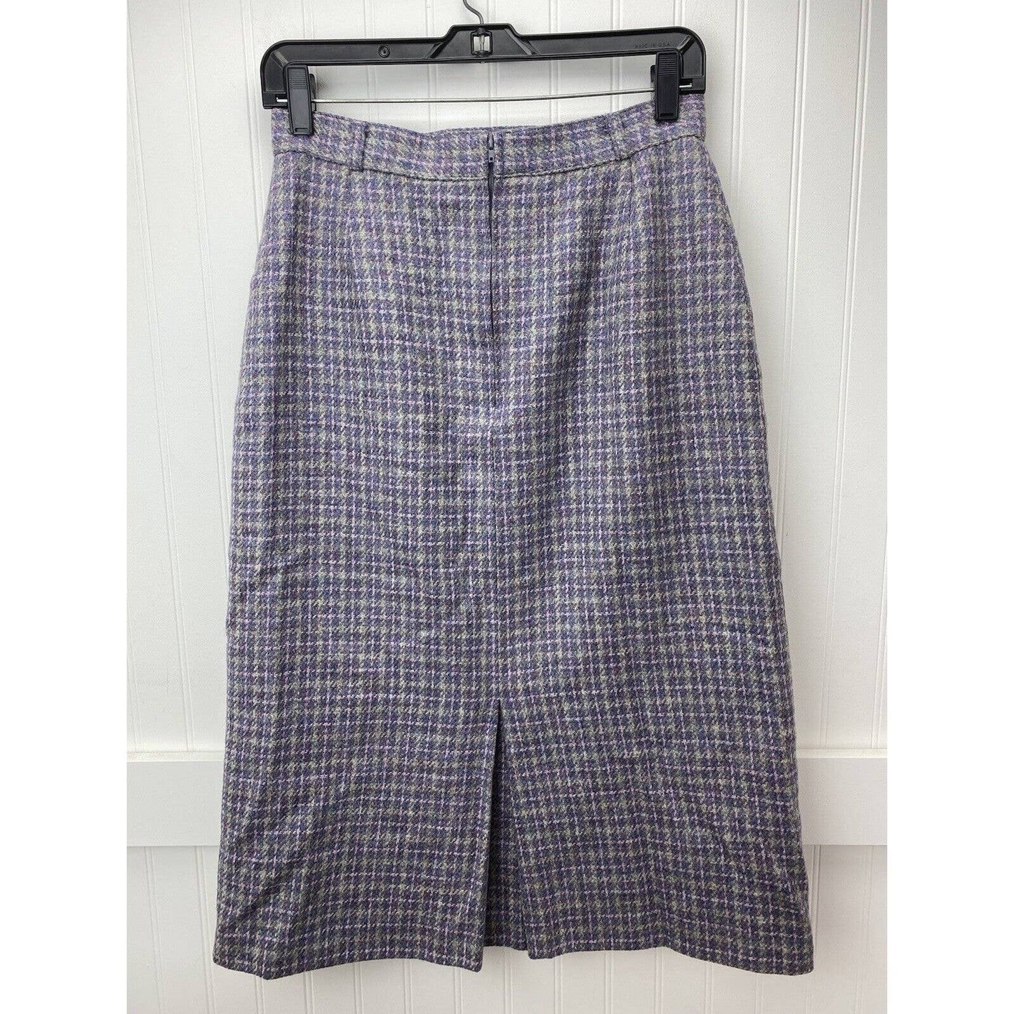 Craft Centre Cymru Pure Wool Midi Skirt Sz 12 (27"Waist) Multicolor Plaid Pleats