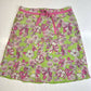 SLB Silk Short Skirt Womens Large Pink Green Floral Sheer Layer Retro Barbie