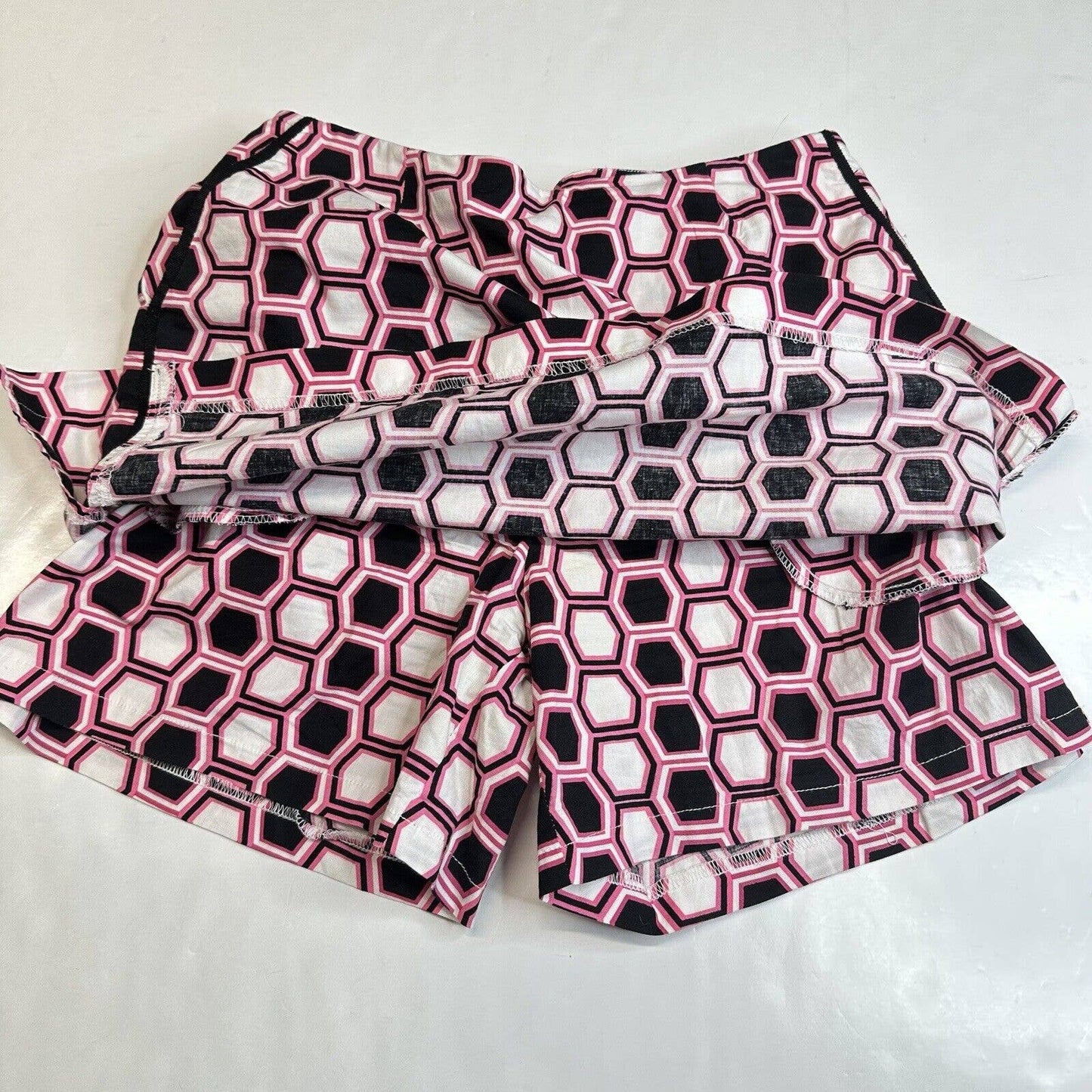 Golftini Skort 6 Long Pink Hexagon Pattern Activewear Tennis Skirt Shorts *Flaw