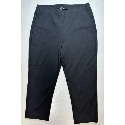 Eileen Fisher Crepe Cropped Pants Womens Medium Black Stretch Pull On Hemmed