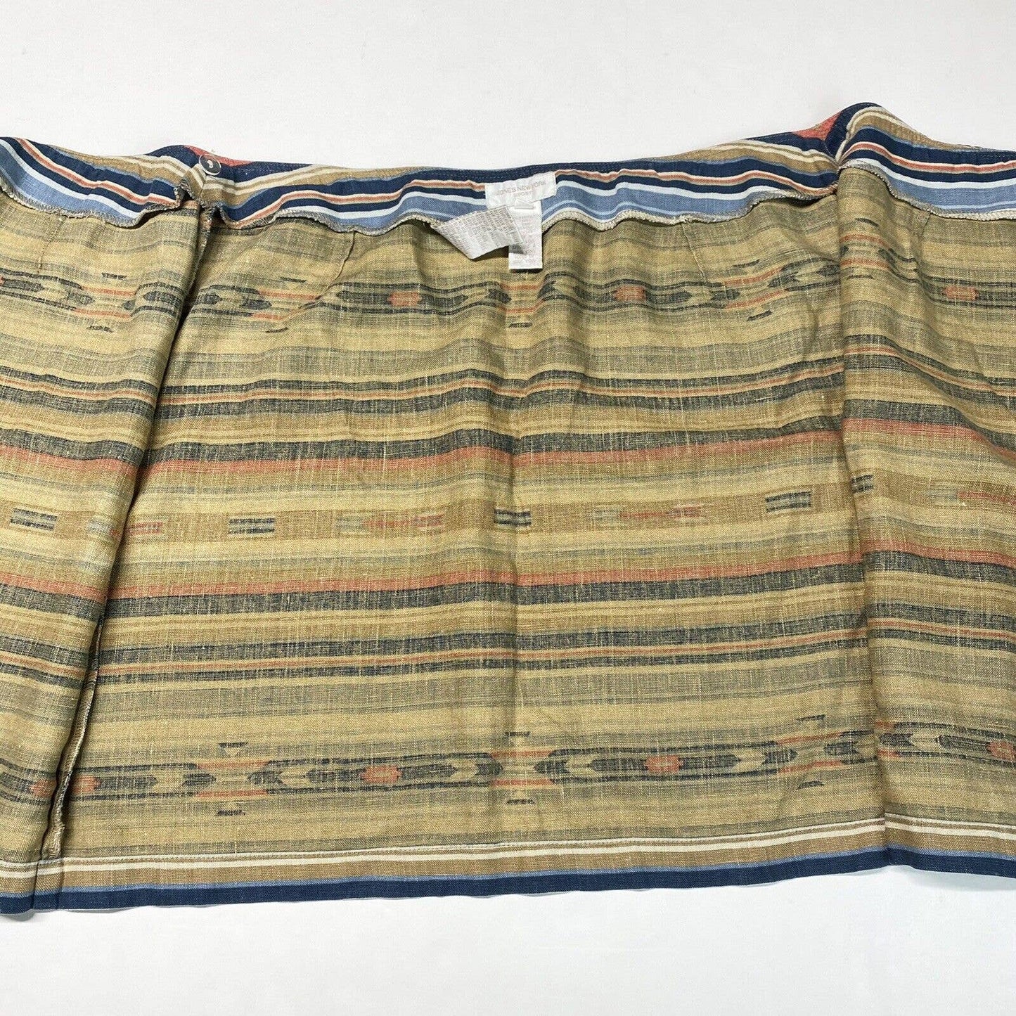 Jones New York 100% Linen Wrap Skirt Sz 12 (29"Waist) Aztec Stripes Multicolor