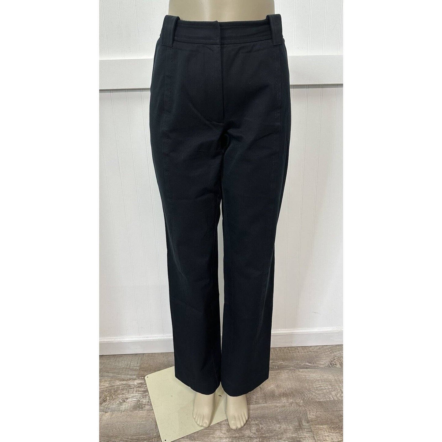 St John Sport Straight Leg Trousers Womens 10 Black Dress Pants Exposed Seams