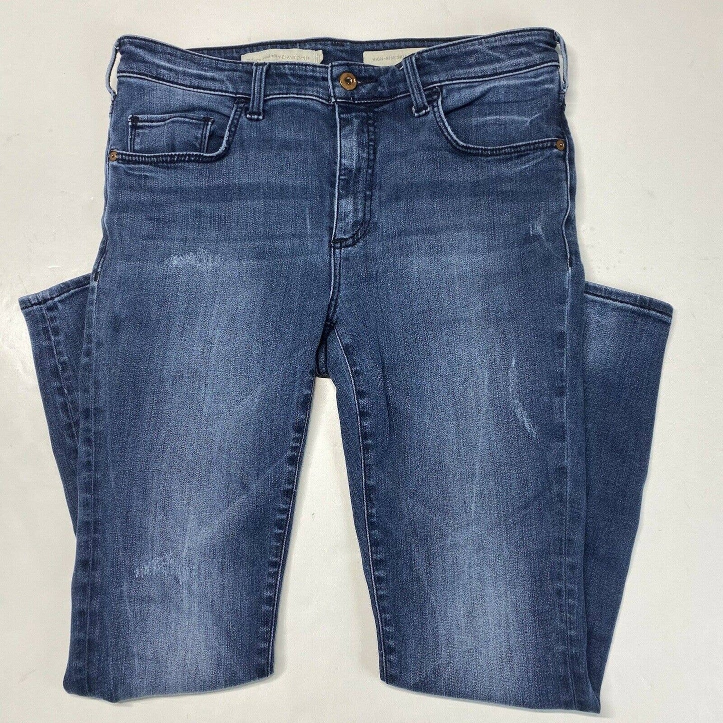 Pilcro And The Letterpress High Rise Skinny Ankle Sz 30 Denim Jeans Distressed