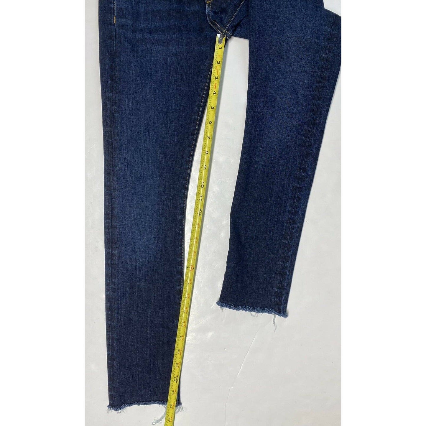 Veronica Beard Brooke Skinny Sz 26 Midrise Stretch Denim Jeans Dark Raw Hems EUC