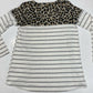 Wanna B Knit Leopard Striped Shirt Sz Medium Ivory/Tan Stretch Long Sleeve Top