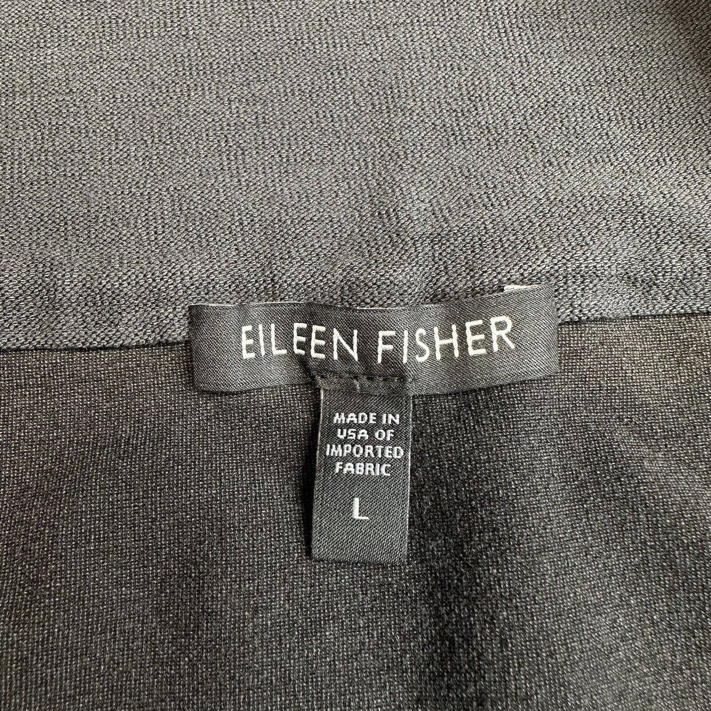 Eileen Fisher Crepe Pencil Skirt Large Dark Gray Pull On Short Stretch Knit USA