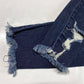 Kancan Skinny Ankle Sz 5/26 Stretch Denim Jeans Button Fly Dark Distressed Holes