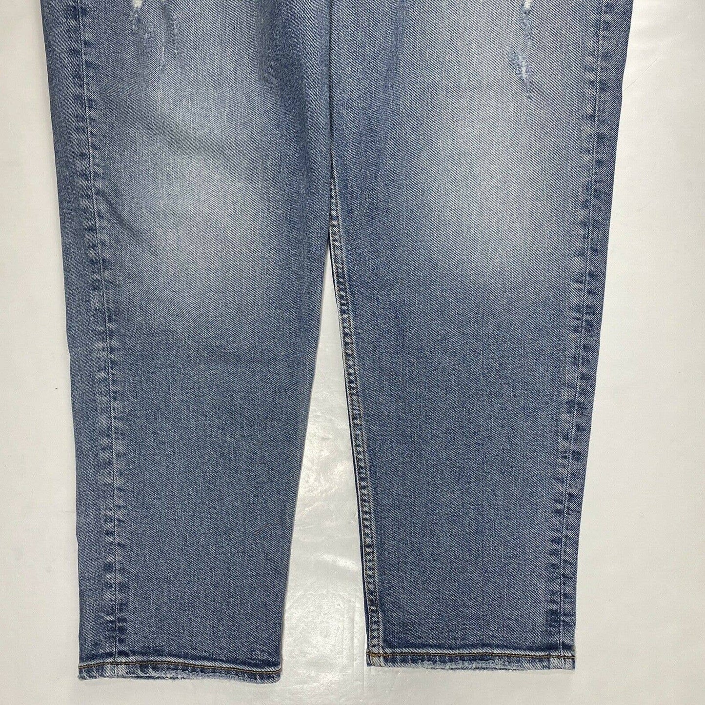 Silver Mom Jean Sz 36 Womens Hi-Rise Denim Jeans Plus Size Distressed Button Fly