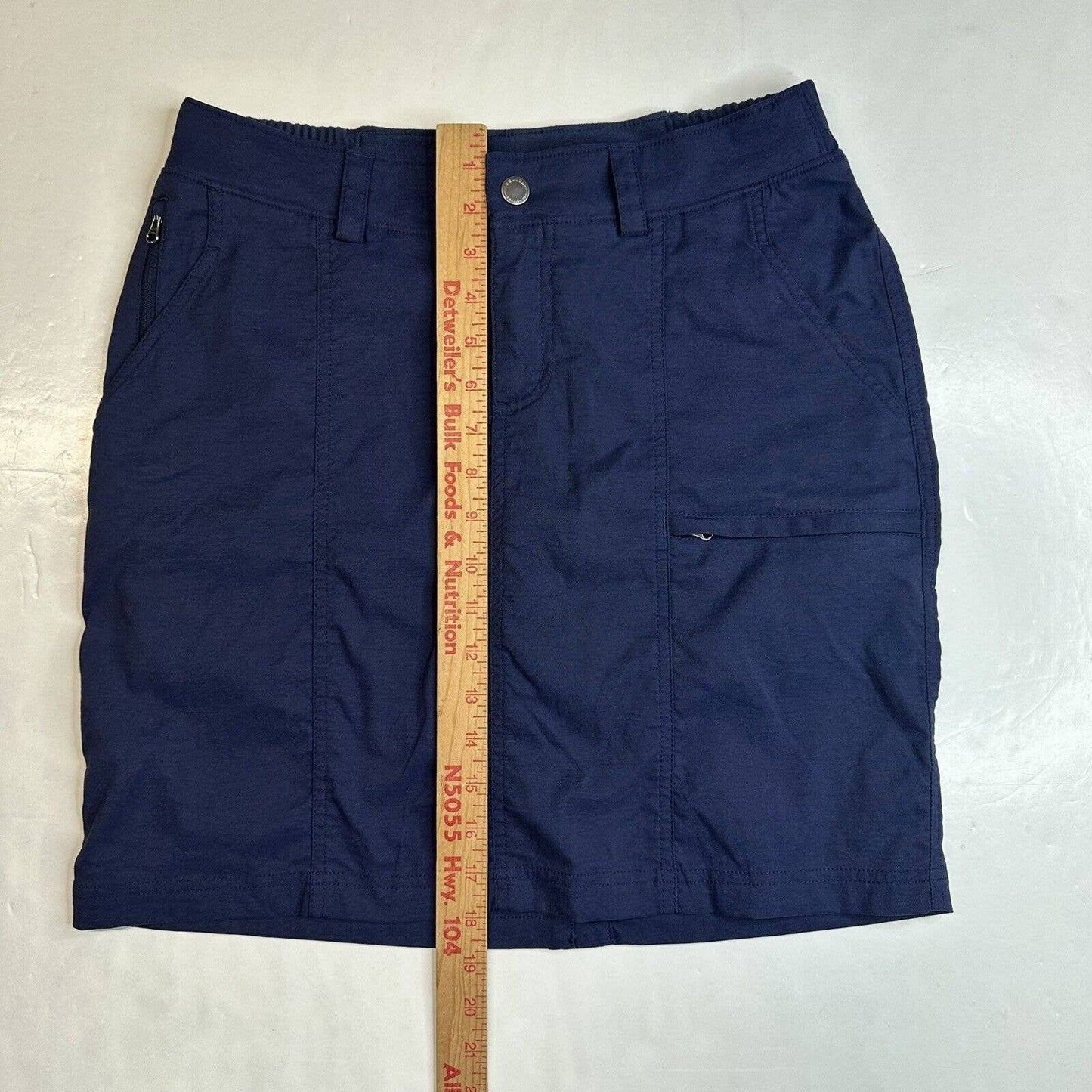 Duluth Trading Dry On The Fly Skort 6 Navy Blue Flex Active Skirt/Shorts EUC