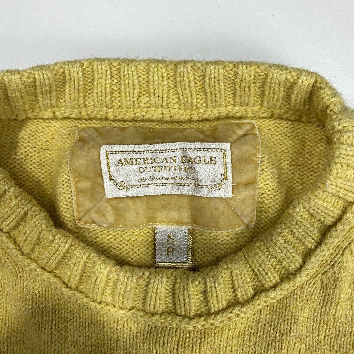 American Eagle Yellow Sweater Sz Small Womens Wool Angora Rabbit Hair Blend