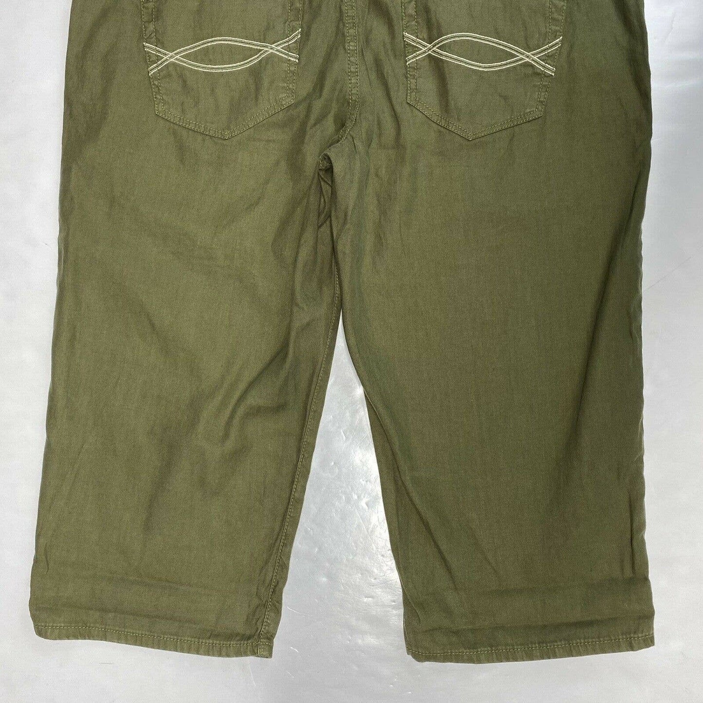 Abercrombie & Fitch Linen Blend Capri Sz 10 Olive Green Pants NEW *Measure Big*