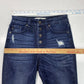 Kancan Skinny Ankle Sz 5/26 Stretch Denim Jeans Button Fly Dark Distressed Holes