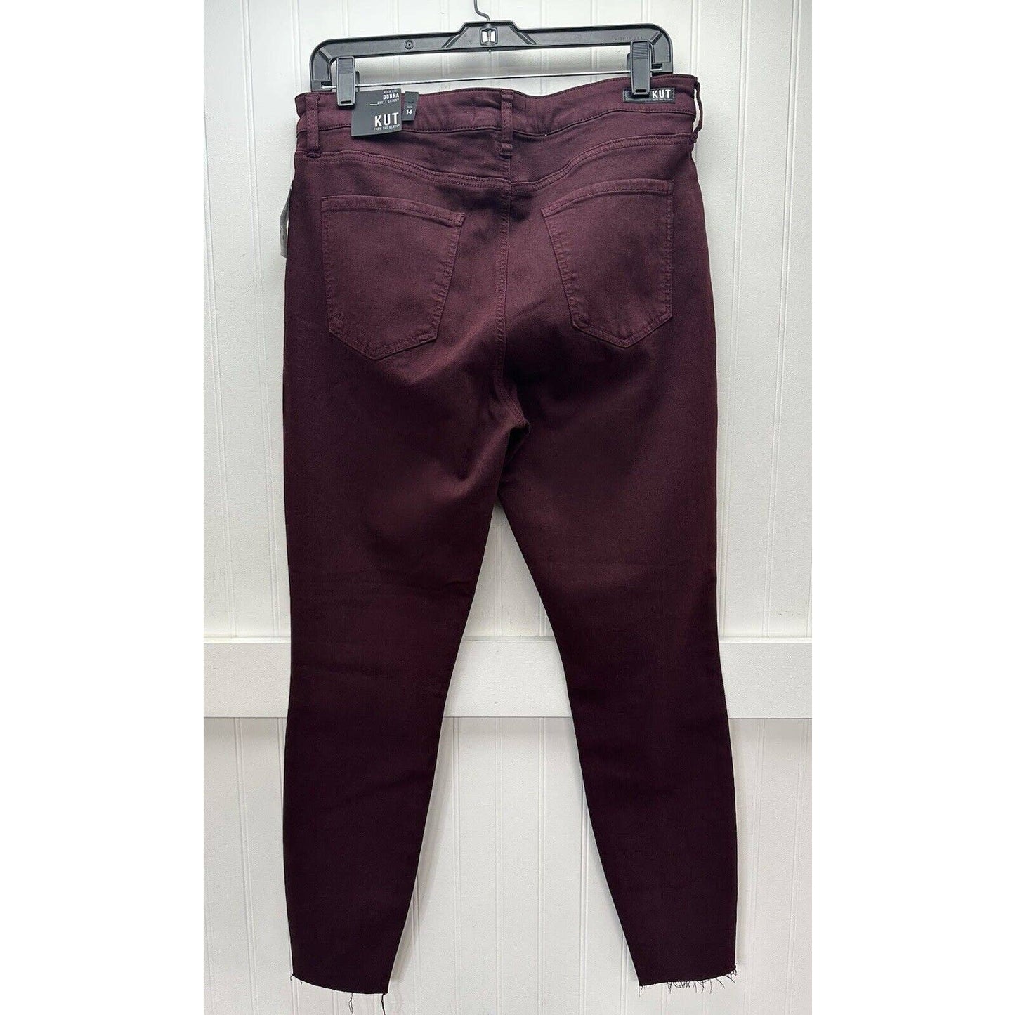 KUT From The Kloth Donna High Rise Ankle Skinny Jeans 14 Deep Wine Burgundy NEW