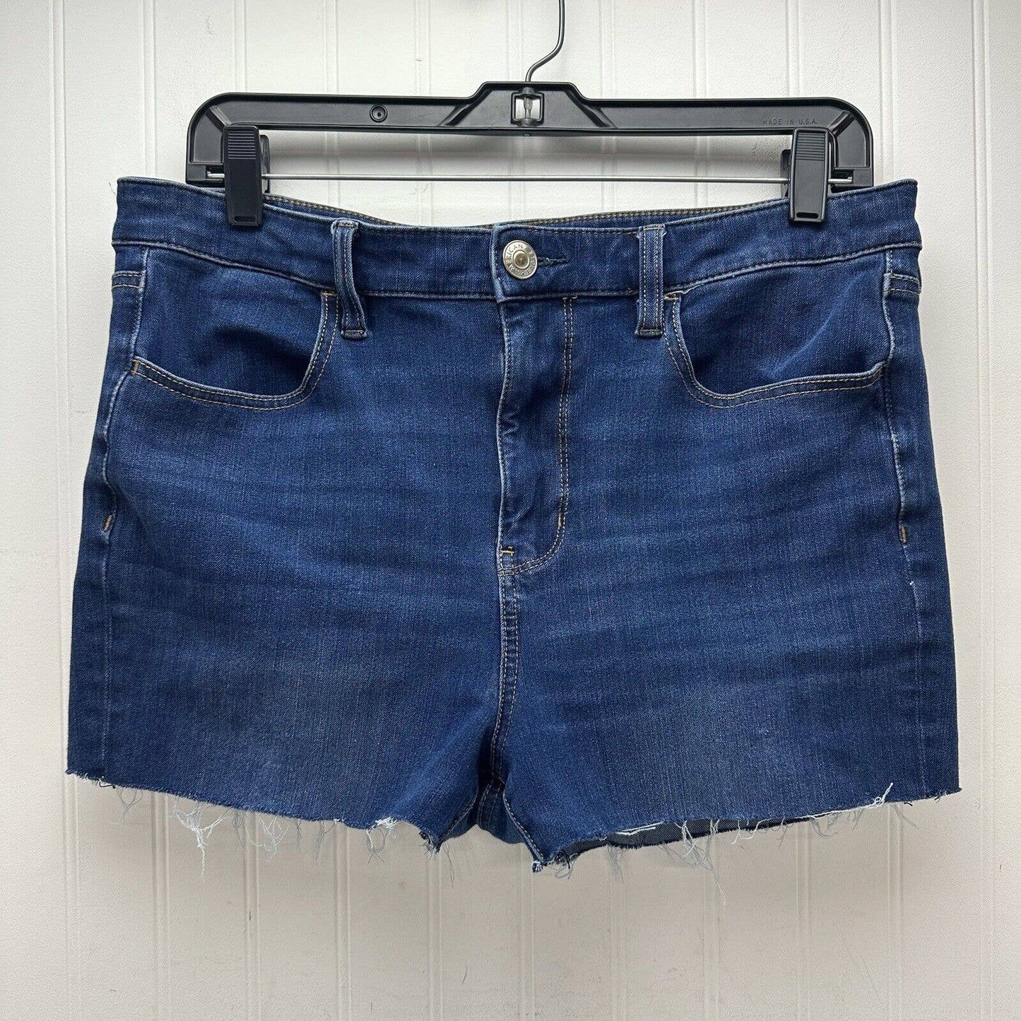 American Eagle Super Hi-Rise Cut Off Dream Short 12 Denim Blue Jean Shortie Fray