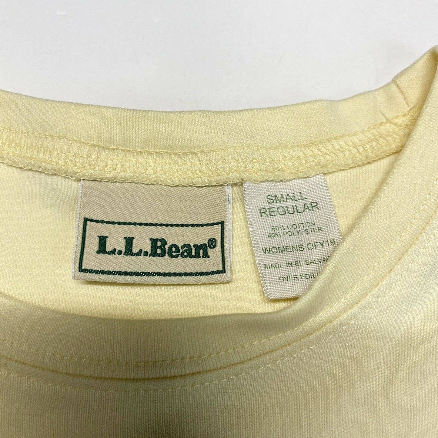 LL Bean Long Sleeve Crewneck Tee Shirt Sz Small Yellow Butter Casual Top EUC