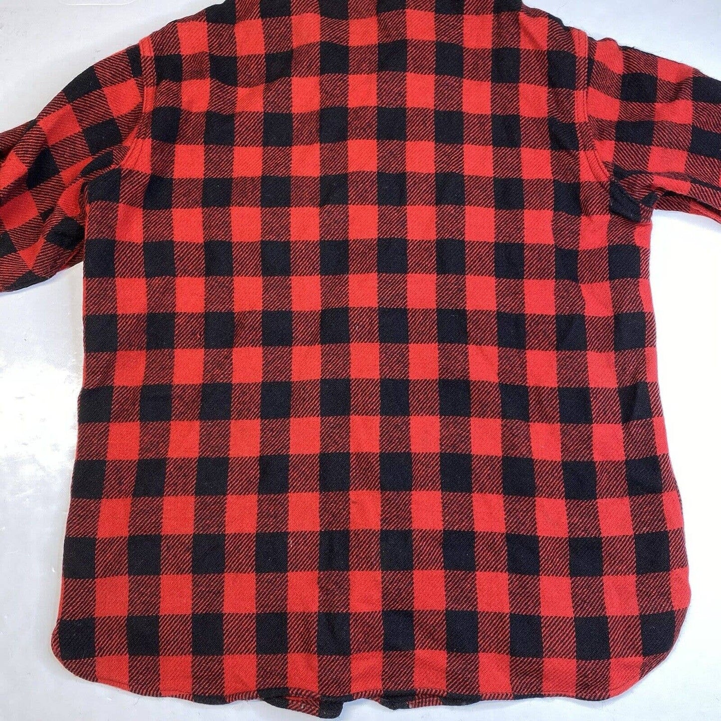 Vintage Woolrich Wool Shacket Mens Large Red Buffalo Plaid Mackinaw Tartan *Flaw