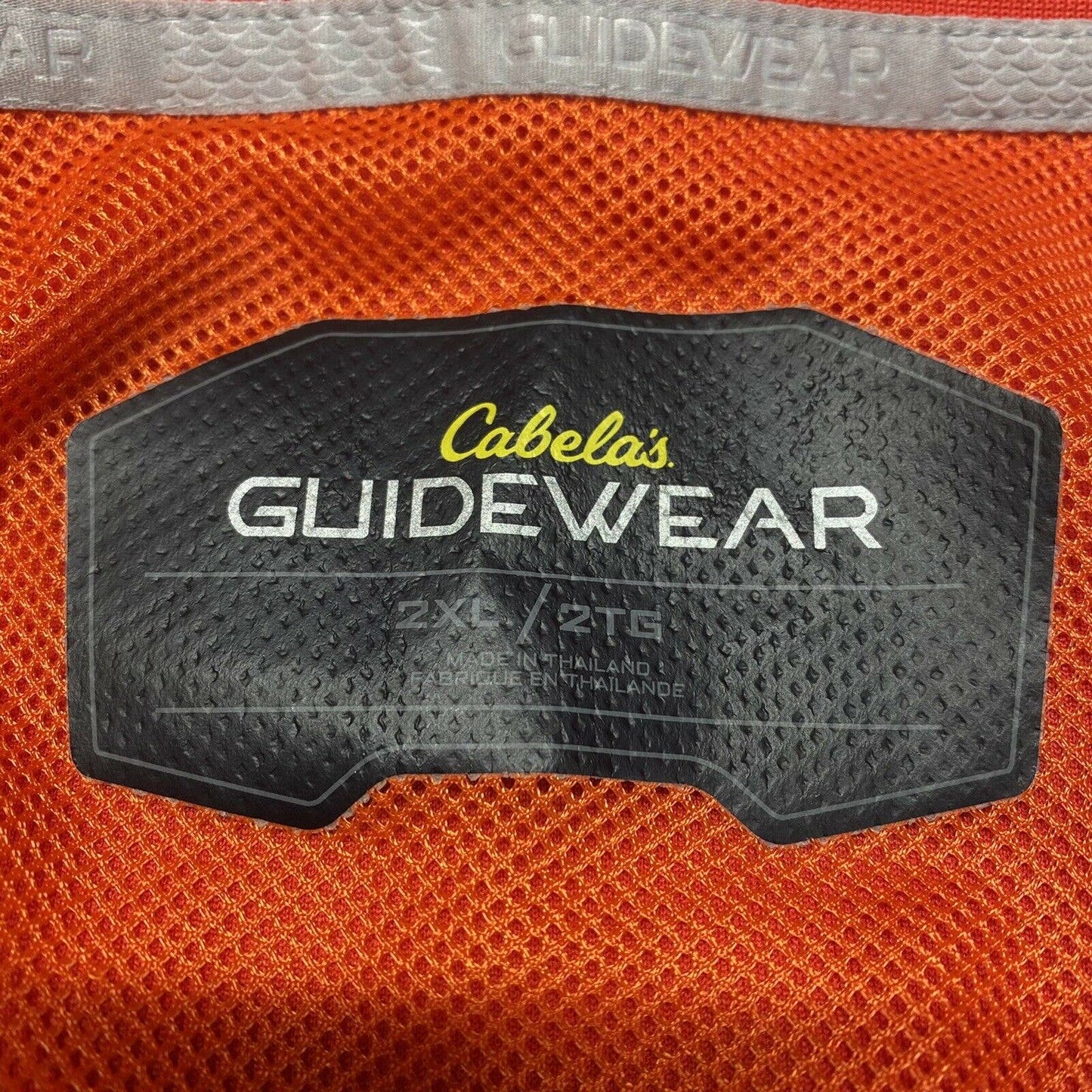 Cabelas Guidewear Shirt Sz 2XL Red/Orange Short Sleeve 1/4 Button Top Mesh EUC