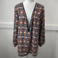 Zac & Rachel Boho Tunic Top Sz 1X Orange Teal Multicolor Pattern Zip Neckline