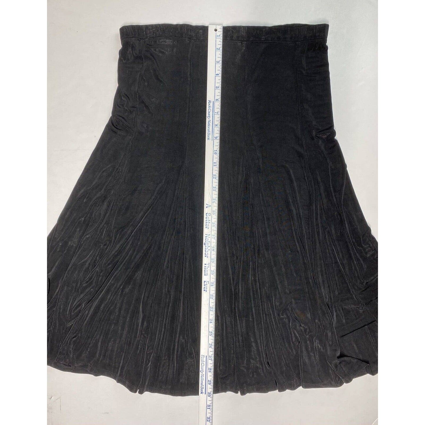 Laura Ashley Slinky Knit Midi Skirt Small Black Pleats Stretch Elastic Travel