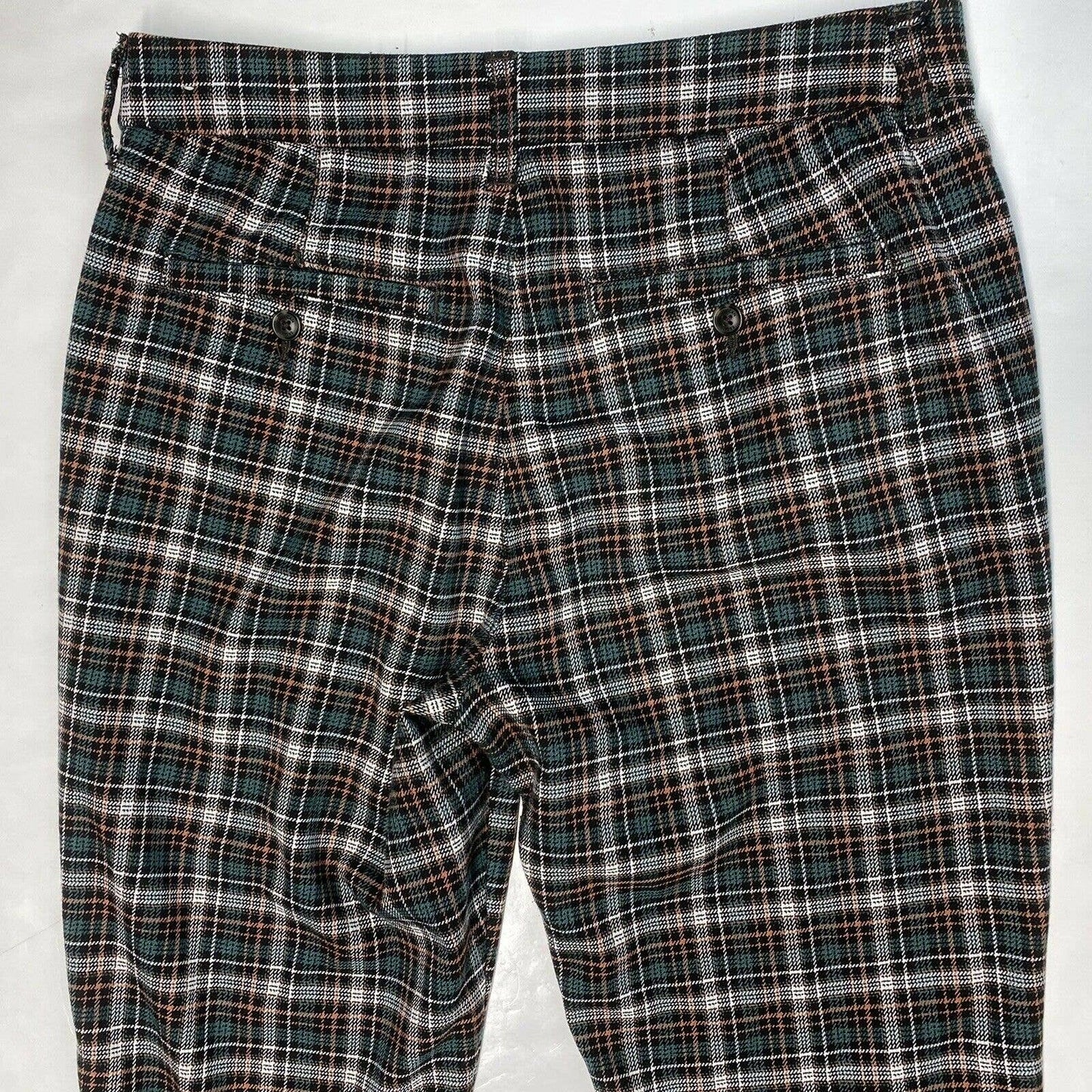 American Eagle Super Hi-Rise Skinny Trouser Sz 10 Stretch Green Tan Plaid Pants