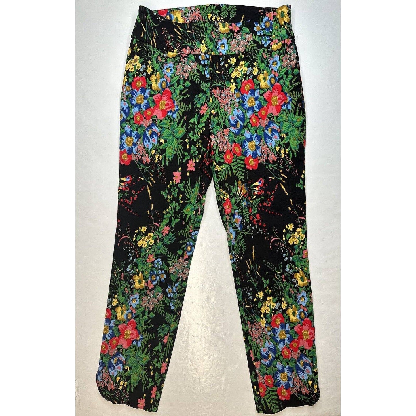 Soft Surroundings In Bloom Floral Slim Ankle Pants Sz Small Pull On Stretch EUC