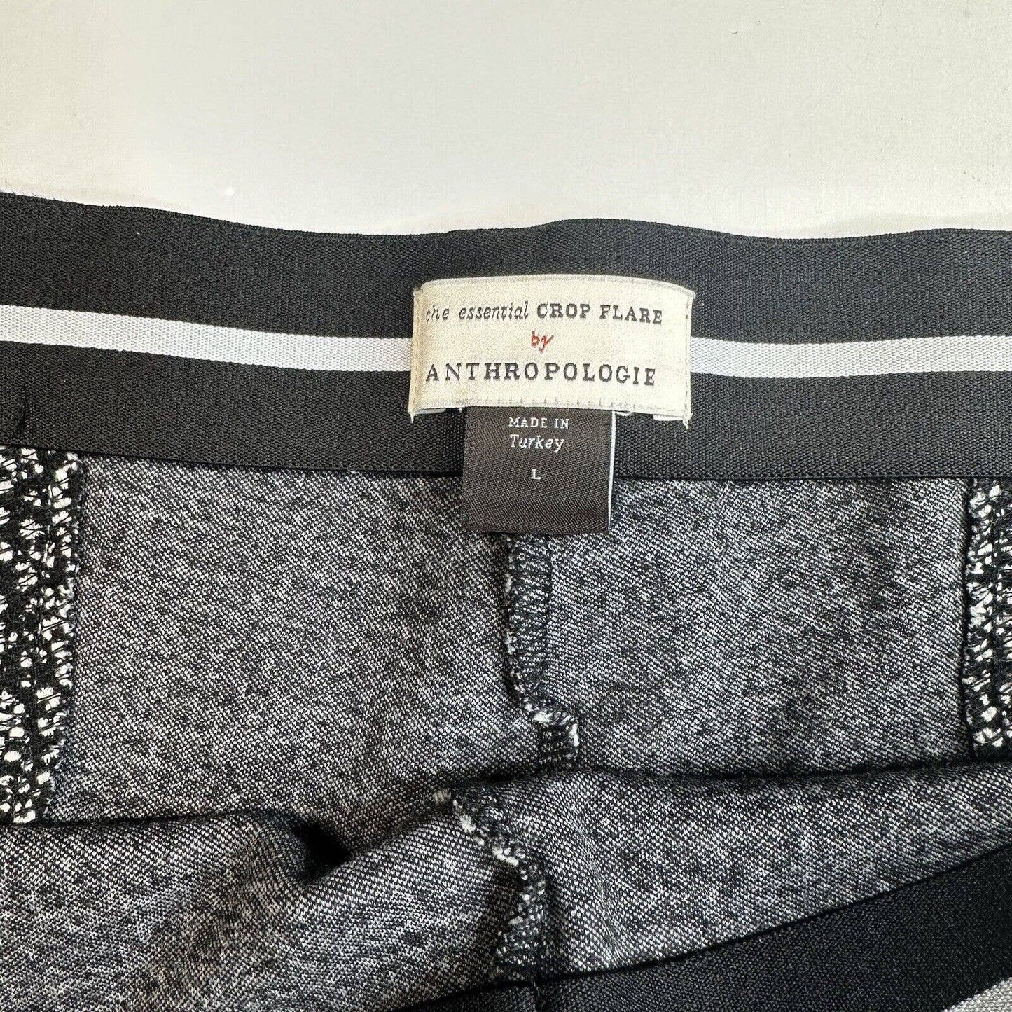 Anthropologie Essential Crop Flare Pants Womens Large Knit Black/White Pattern