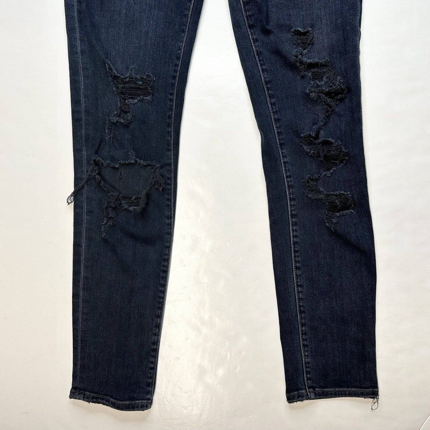 Lovers + Friends Mason Skinny Jeans Sz 26 High Rise Blue Denim Distressed *Flaw