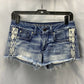 American Eagle Shortie Sz 2 Lowrise Stretch Denim Jean Shorts Raw Hem Embroidery