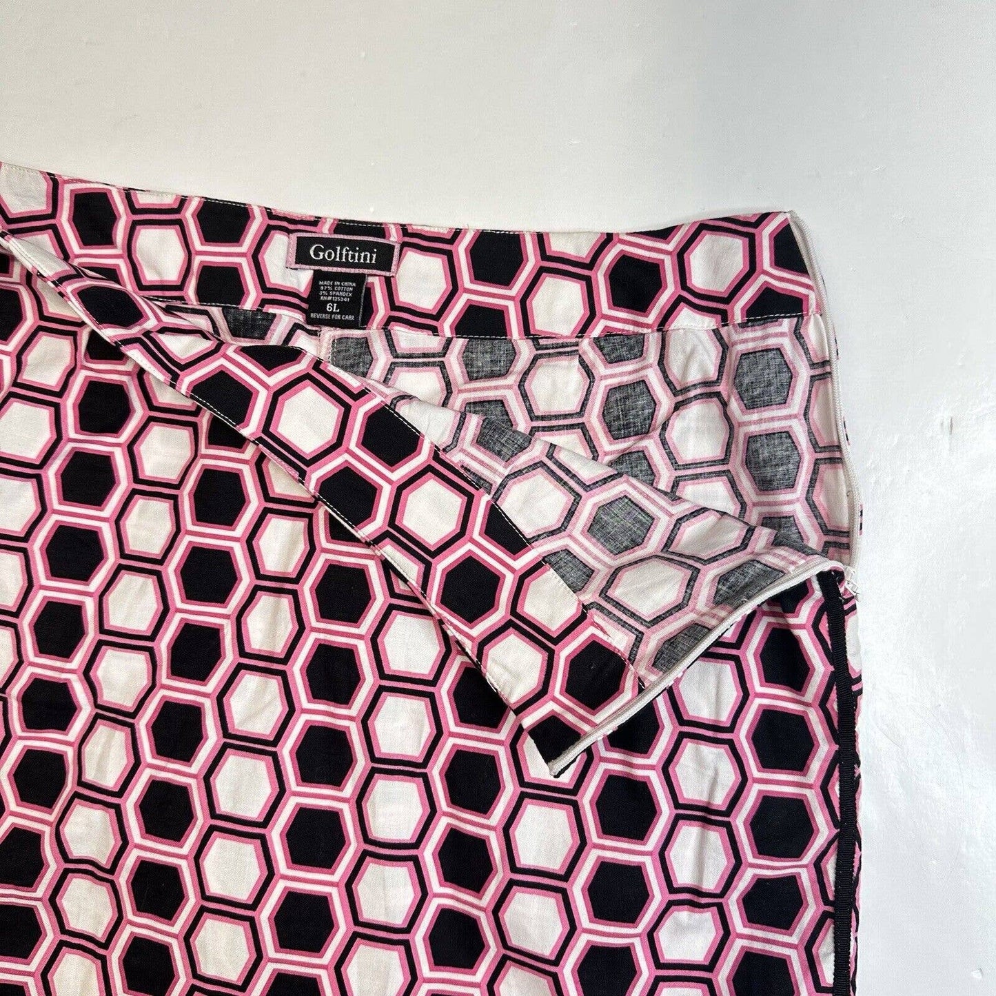 Golftini Skort 6 Long Pink Hexagon Pattern Activewear Tennis Skirt Shorts *Flaw